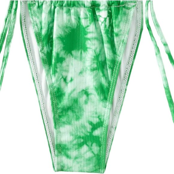 Women's 3 Piece Tie Dye Triangle Bikini Tie Side Halter Swimsuit Monokin with Cu - Picture 4 of 6